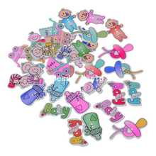 Wholesale 100 Random Mixed Baby Series 2 Holes Wood Sewing Buttons Scrapbooking 21-49mm For DIY (W04546 X 1)