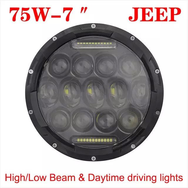 Fashion Design One Set 2pcs 7inch LED Headligth+DRL For Jeep 75W 6750LM High Lumens Excellent Fitment Auto Lamp Free Shipping (3)