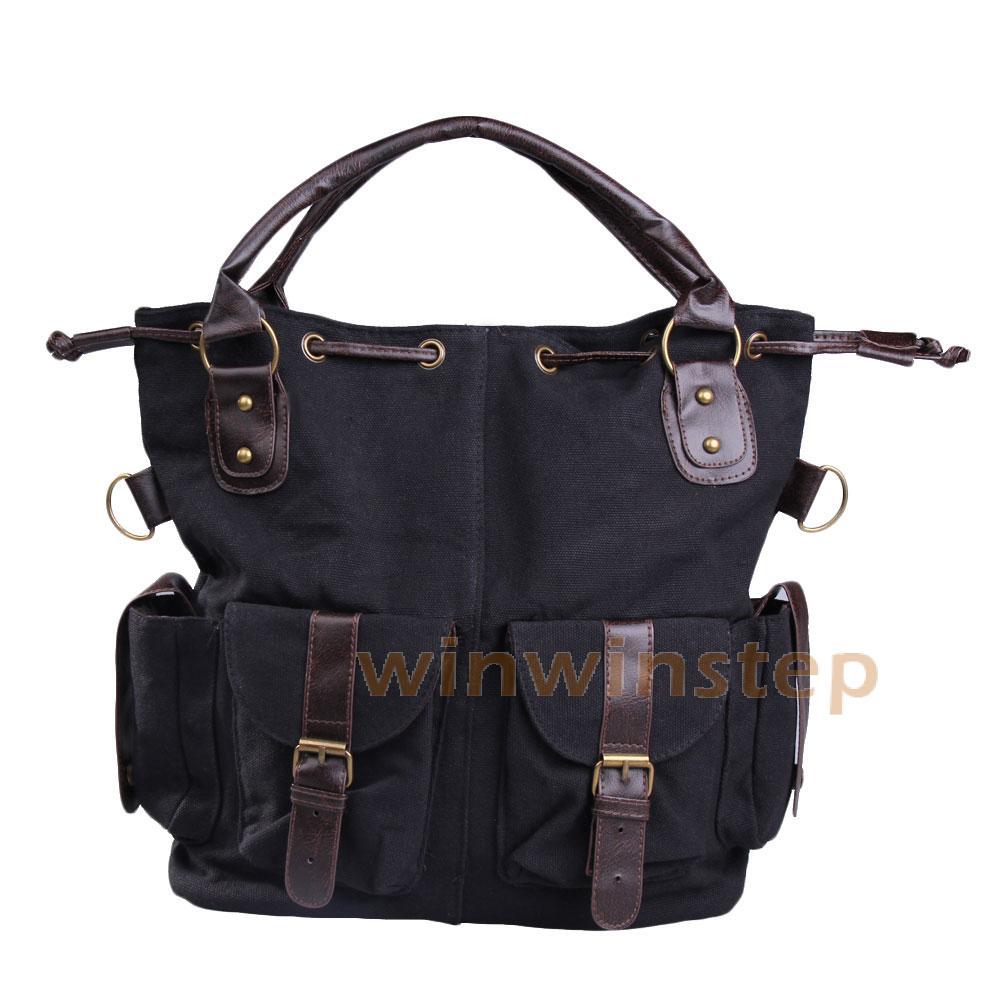 BS#S Korea Style Women Multi-pocket Canvas Cross Body Shoulder Bag