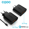 CRDC 36W Dual quick charge 3 0 Travel Wall Usb Charger EU US Plug for iPhone