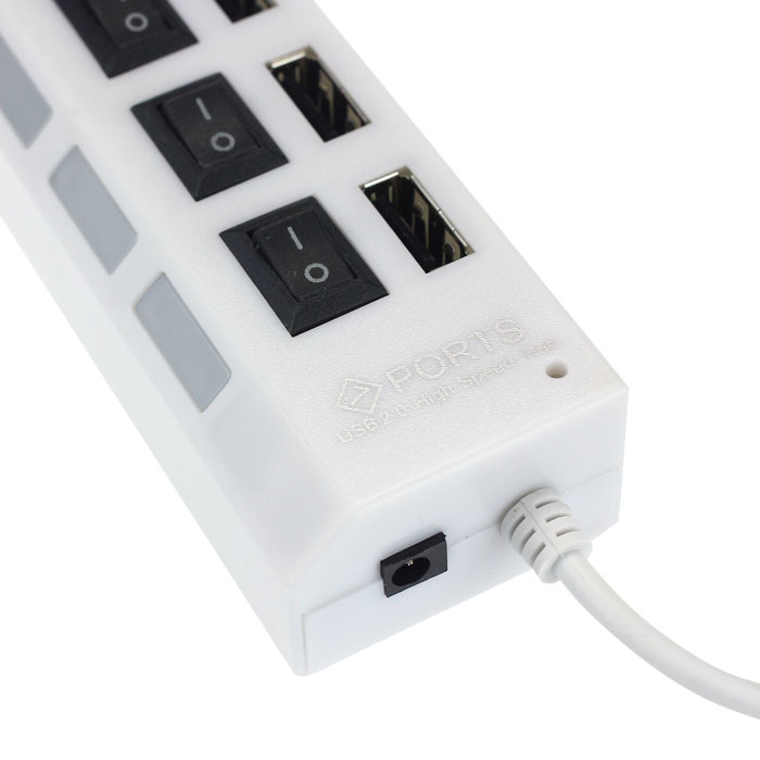 New 7 Ports LED USB High Speed 480 Mbps Adapter USB Hub With Power on off