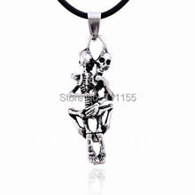 Free Shipping Wholesale,Skeleton Lover Sex Skull Pendant,Cool Stainless Steel Men Pendant Necklace Jewelry