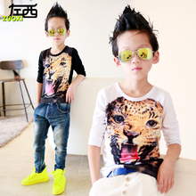 male child autumn new in tiger head printed t-shirt child cartoon long-sleeve t shirt boys basic shirt