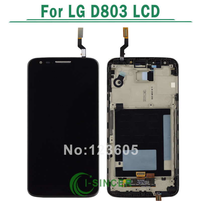 via DHL 100% Original, LCD Display Touch Screen Digitizer with Frame Assembly for LG G2 D800 D801 D803 Black Color Free Shipping