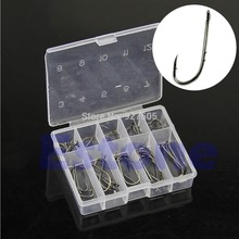 D19 Hot-selling Assorted Silver Black Fishing Sharpened Hook Tackle Lure Bait 10 Size 50Pcs free shipping