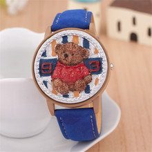 Relogio masculino del cuarzo de hombre, mujeres oso encantador estilo británico reloj digital. caliente venta de los niños de la historieta relojes de pulsera