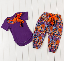 Free shipping Baby girl Short Sleeve T-shirt and Pants Girls Bodysuit Jumpsuit baby girls set Baby pompom Body suit BPOS04