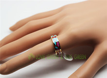 6 8 mm width flower colorful couple rings never fade guarantee shape stainless steel 316L Enamel