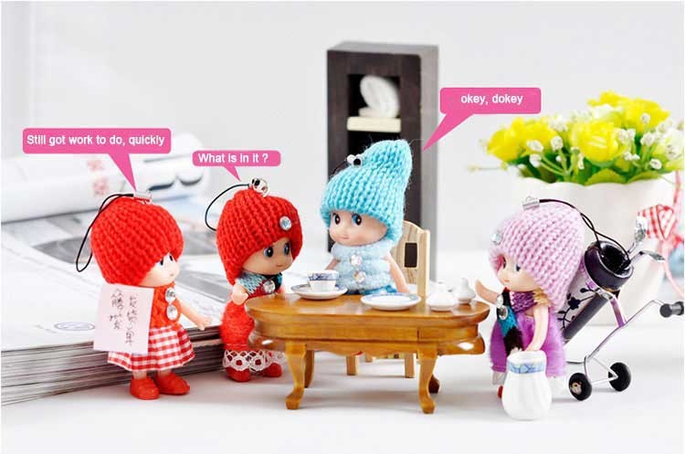 2 Pcs Soft Baby Dolls Interactive Mini Doll Phone Hanging Kids Children Toys ca