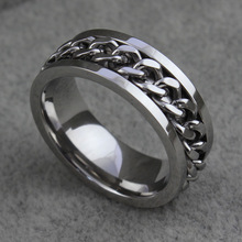 Wholesale men s ring the Punk rock accessories stainless steel black chain spinner rings for men