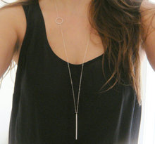 1pc european design fashion woman simple gold plated delicate clavicle chains circle bar long necklace womens jewelry colar