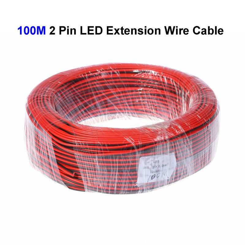 ( 5 reel/lot ) 100M 22AWG 2 Pin LED Extension Wire Connector Cable Cord For SMD 3528 5050 5730 5630 Single Color LED Strip