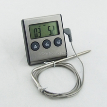 Venta al por mayor ( 24 unids/lote ) termómetro Digital horno sonda Food Kitchen Timer Cooking reloj envío gratis