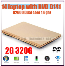 Free shiping Cheapest Laptop Computer Tabet PC Intel Atom N2600 Dual Core 14 2G 320G WIFI