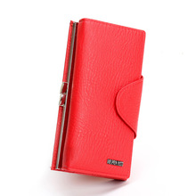2015 New Fashion Genuine Leather Women Wallet Solid Litchi Grain Hasp Wallets Ladies’ Long Clutches Coin Purse Card Holder