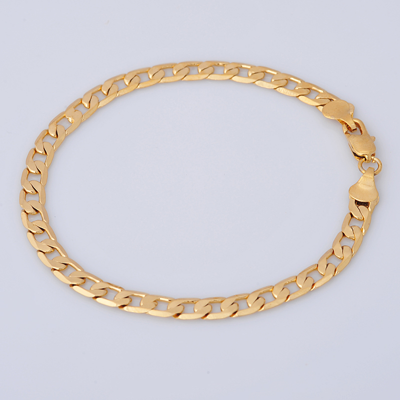 Men Jewelry Cuban Link Bracelet For Women/Men 14K Yellow Gold Filled Bracelet Chain High Quality ...