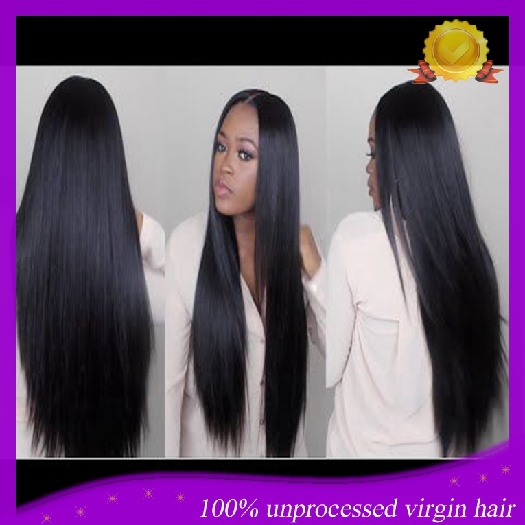 Long Middle Part Full Lace Human Hair Wigs Peruvian Virgin Hair Silky Straight Lace Front wig 10''-26'' For Black Women