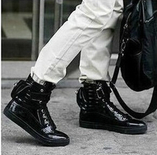 2015 autumn winter Men Boots high help casual shoes flats belt buckle men s ankle boots