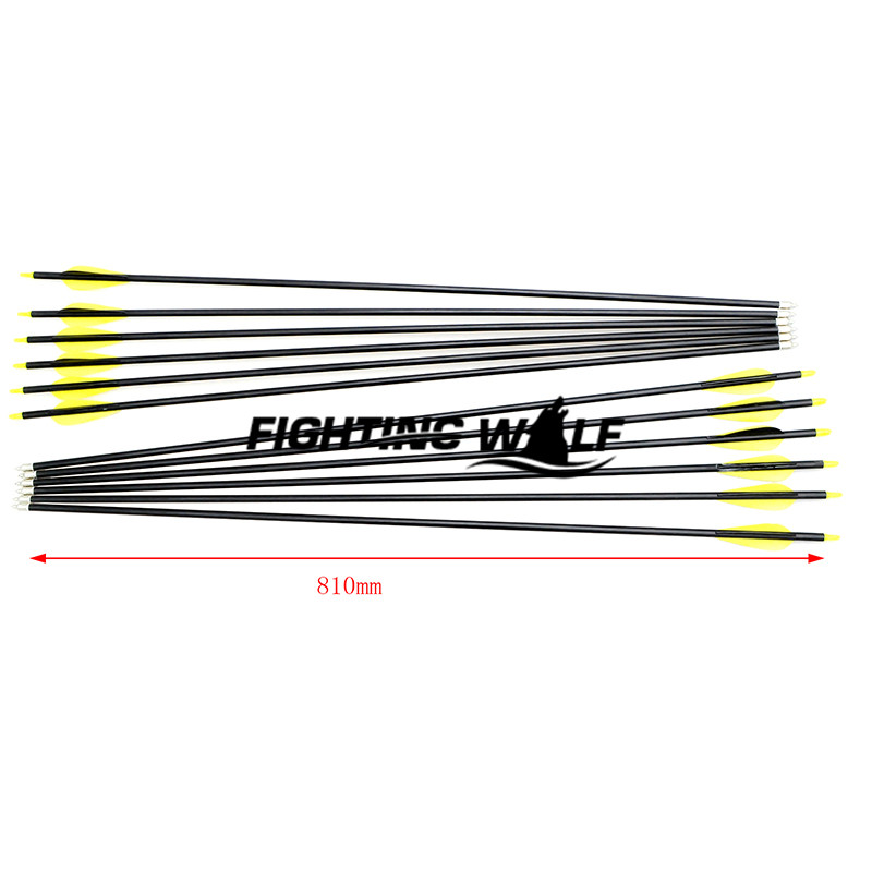 12pcs Lot 80CM 31 7 Yellow Archery Fletched Hunter Arrows Fiberglass Practice Steel Arrow Head for