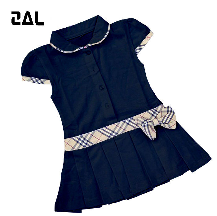 Baby Girls Dress Plaid 100% Cotton Children Girl Princess/Party Dresses With Bow New Spring Summer Autumn 2015 Kids Costumes