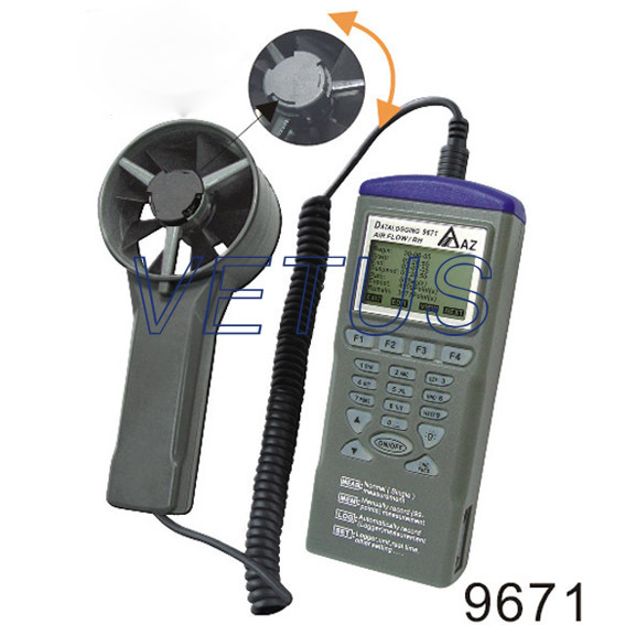 AZ9671 AZ 9671 handheld air temperature and air flow meter anemometer with hygrometer thermometer