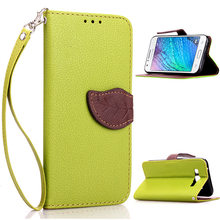 Luxury PU Leather Flip Stand Case For Samsung Galaxy J1 J100 J100H J100F J100FM SM-J100F Phone Shell Leaf Pouch Wallet +Lanyard