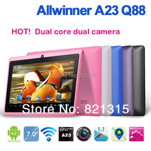 Cheap 7 inch Android Tablet PC Allwinner A23 Q88 Pro Dual Core,a23 Android 4.2,a23 Dual camera WIFI 512MB 4GB Free shipping gift