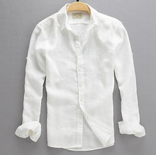 2016 Summer Fashion Male Casual Linen White font b Shirt b font font b Men b