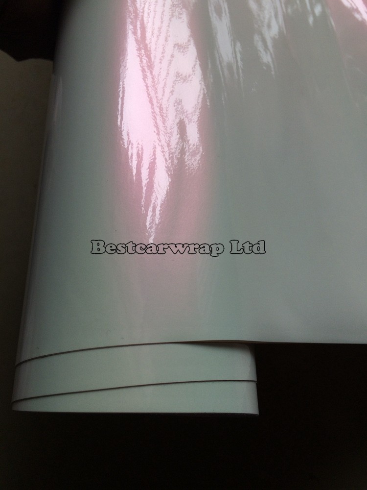 Pearl Gloss white satin pink  pearlescent vinyl Wrapping Film (1)