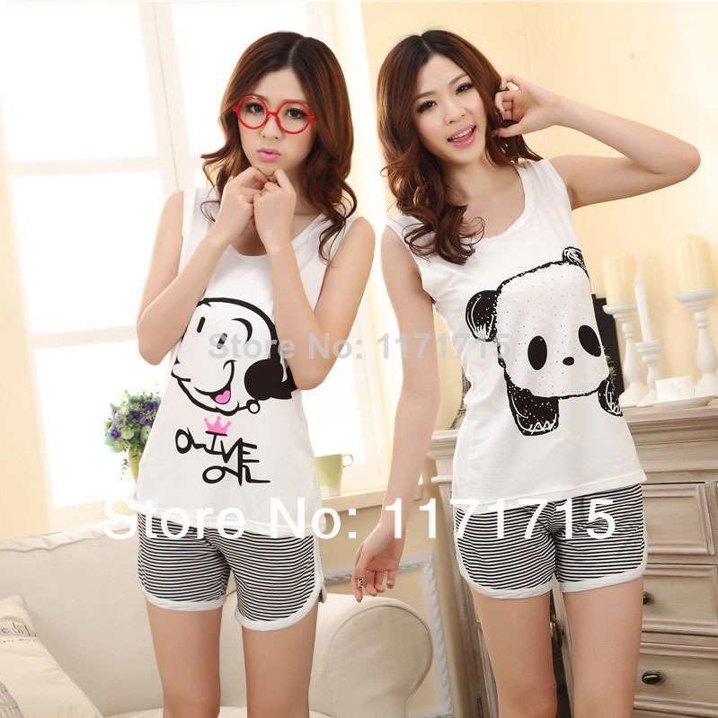 2015 summer style cartoon pajamas pajamas for a women short sleeve modal woman summer Pajamas 3