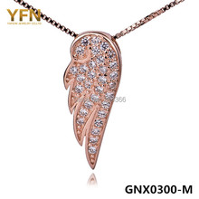GNX0300 Collares Mujer 2015 Genuine 925 Sterling Silver CZ Angel Wings Pendant Necklace For Women Fashion