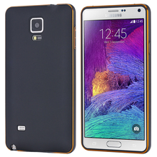 1pcs lot Retail Gold Fashion Metal Aluminum Plastic Back Case For Samsung Galaxy Note 4 N9100