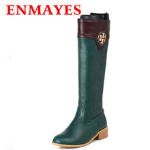 ENMAYES Brand Sexy Knee-high Riding Boots Martin Boots Winter Recreation Thick High Heel Platform Boots Large Size 34-43