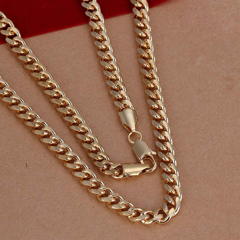 fashion 20 inch gold plated men jewelry 925 sterling silver jewelry hot sale 7 mm link chain ...