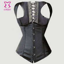 Black Faux Leather Bustier Waist Training Corsets Steel Boned Underbust Vest Corset Plus Size 6XL Waist Trainer Body Shaper