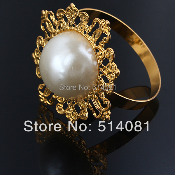 Gold diamond ring napkin holders