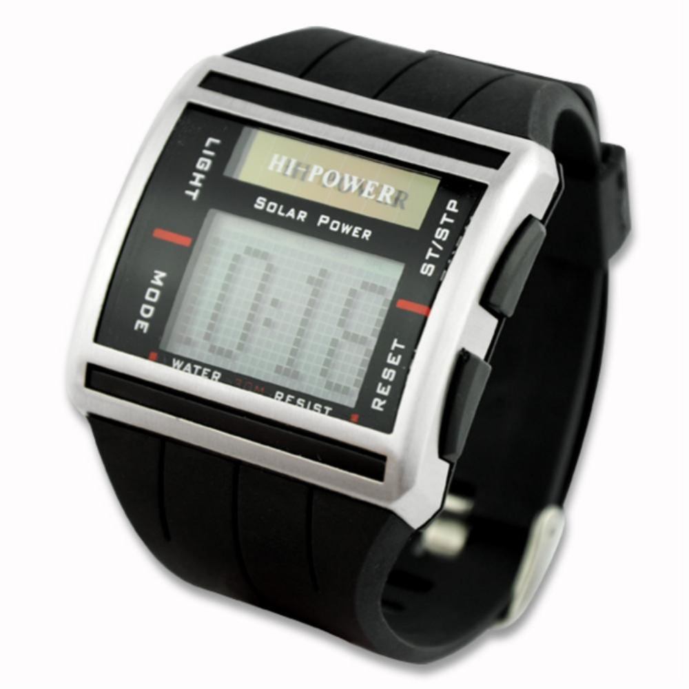 Solar Power Sport Back Light Digital Mens Wrist Watch Time Stopwatch EN0085 Digital Waterproof Sport Wrist