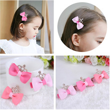 3 Colors hair accessories bowknot with crown design girl hair pins pink cute rhinestone hairpins lady women hairgrips #JH055