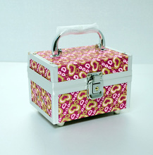 Charming Design Foldable PVC Leather Jewelry Box Aluminum Cosmtic Case Make-Up Beauty Case with Mirror Lock and Handle UT215H