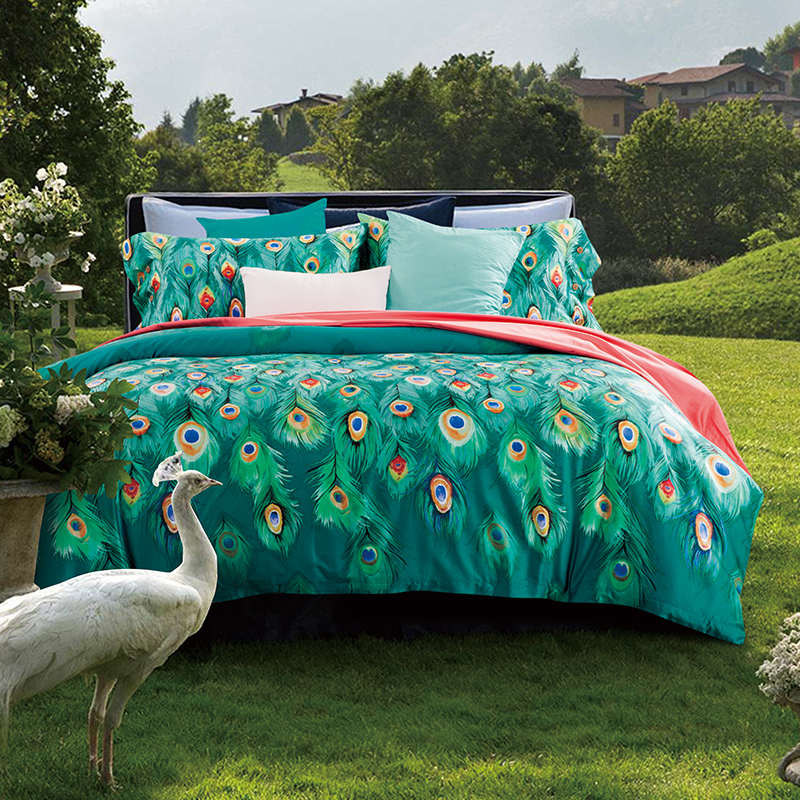 Online Get Cheap Peacock Feather Bedding Alibaba Group