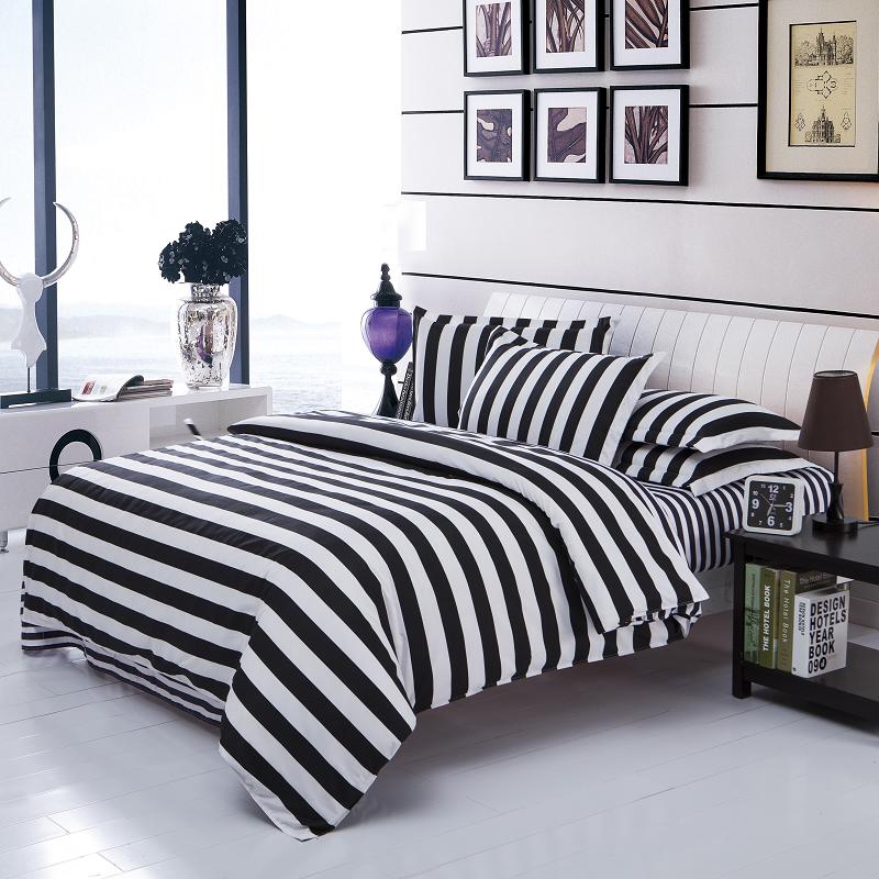 Stripe Grid Bedding Sets Twin/Full/Queen Size Bedclothes Single Double Bed Linen Geometry Printed Bed Sheet Grid Duvet Cover Set