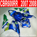100 fit for Honda injection molding fairings CBR600RR 07 08 blue green fairings kit CBR 600RR