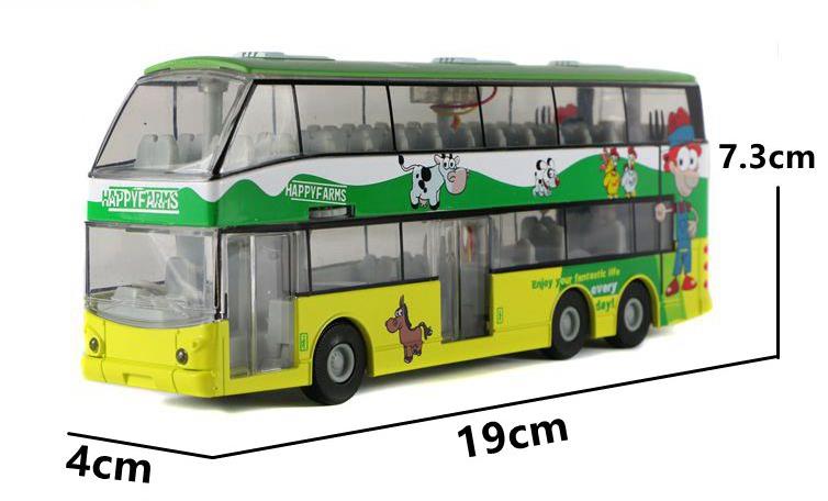 Blu Simulazione Autobus Panoramico a Due Piani Veicoli in Lega Pressofusa in Scala 1:50 Tirano Indietro L'autobus con Suono E Luce 