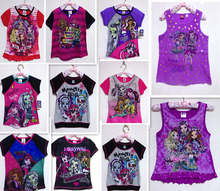 Girls Shirt New High Monster Baby Girls Short Sleeve T-shirt Kids Top Tee Clothes Children Monster Hight T Shirt Summer Style