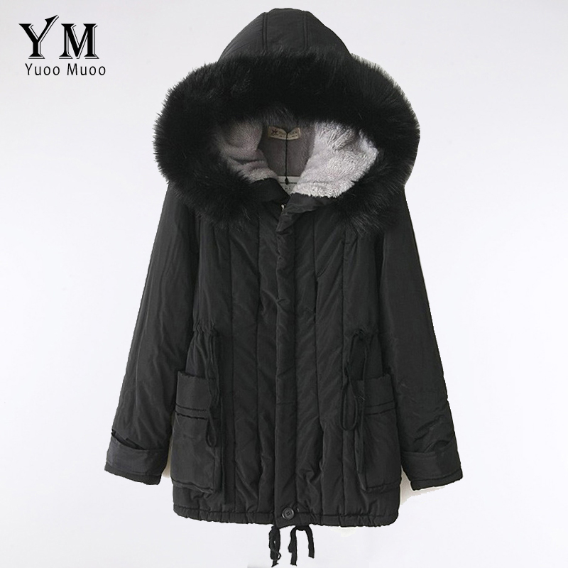 New Arrival Women Winter Jacket Hooded Warm Fur Coat Parka Women Black Windproof Outwear Casual Female Winter Jacket Plus Size