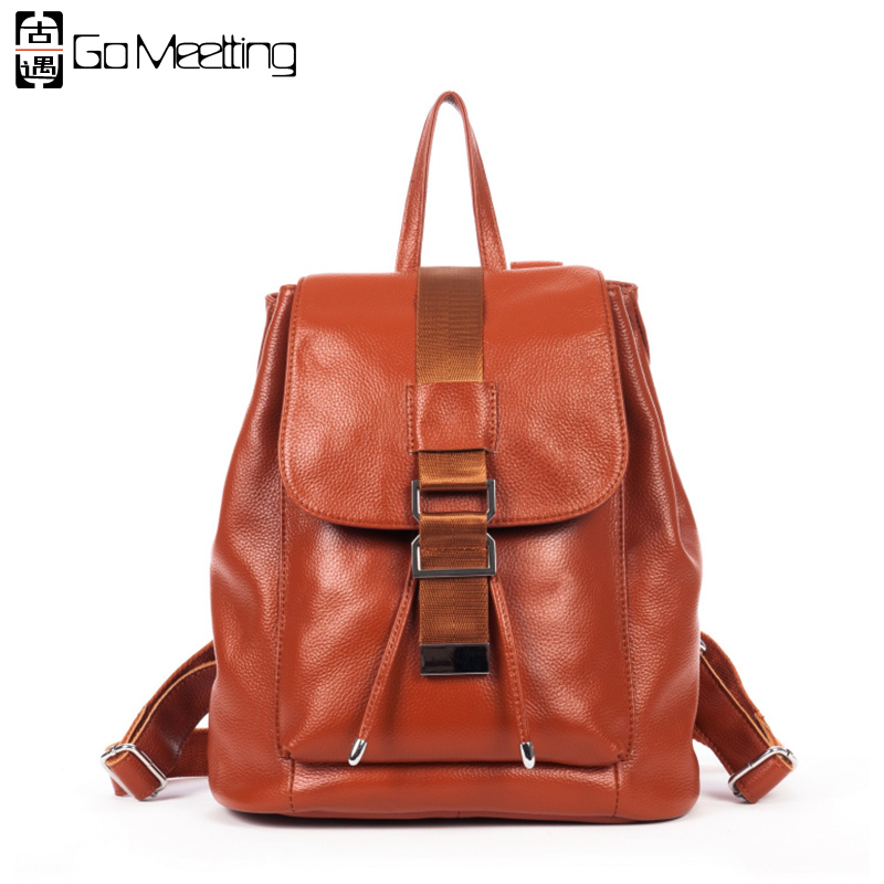 Фотография Guaranteed 100% Genuine Leather Women Backpacks High Quality Cowhide Shoulder Bags Hot Sales Ms School Bag Travel Backpack WB3
