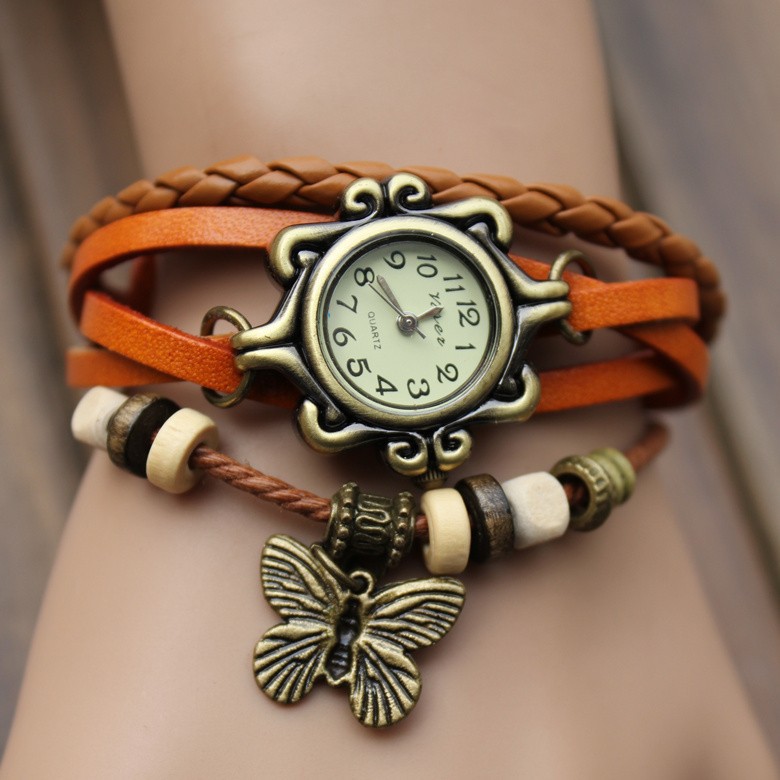 Fashion-colorful-vintage-Bracelets-Wristwatches-for-Women-Dres-Watches-with-butterfly-pendant-Ladies-Quartz-Watch-Clock