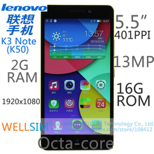 Original Lenovo K3 Note K50 Mobile phone 1920×1080 MT6752 OCTA core 2GRAM 16GROM  Android5.0 13MP WCDMA 4G FDD LTE