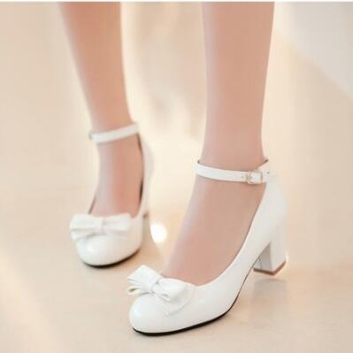 Spring 2016 New Sexy Round Toe Waterproof short square heel work font b women b font