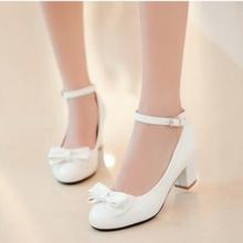 Spring 2016 New Sexy Round Toe Waterproof short square heel work font b women b font
